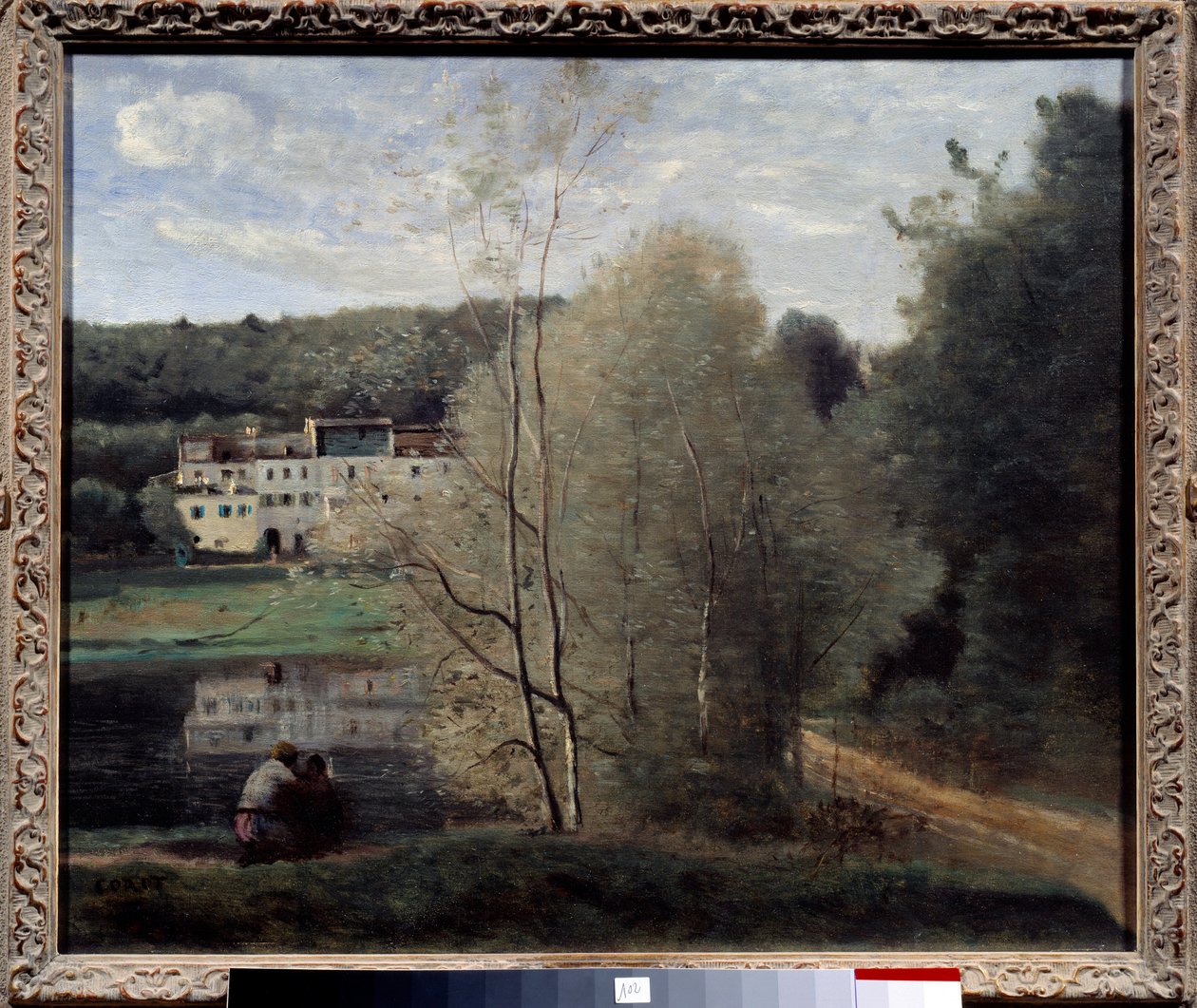 منظر لمدينة Avray ، The Pond and House Cabassud لوحة لكاميل كورو (1796-1875) 1840 ديس رهبان ، مركز فني بواسطة جان بابتيست كميل كوروت
