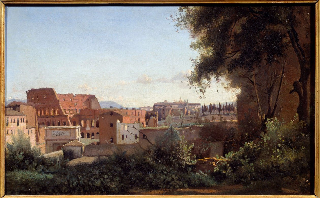 منظر لكولسي (كولوسيو) في روما من حدائق فارنيز رسمه كاميل كورو (1796-1875) 1826 صن. 0،3 × 0،49 م بواسطة جان بابتيست كميل كوروت