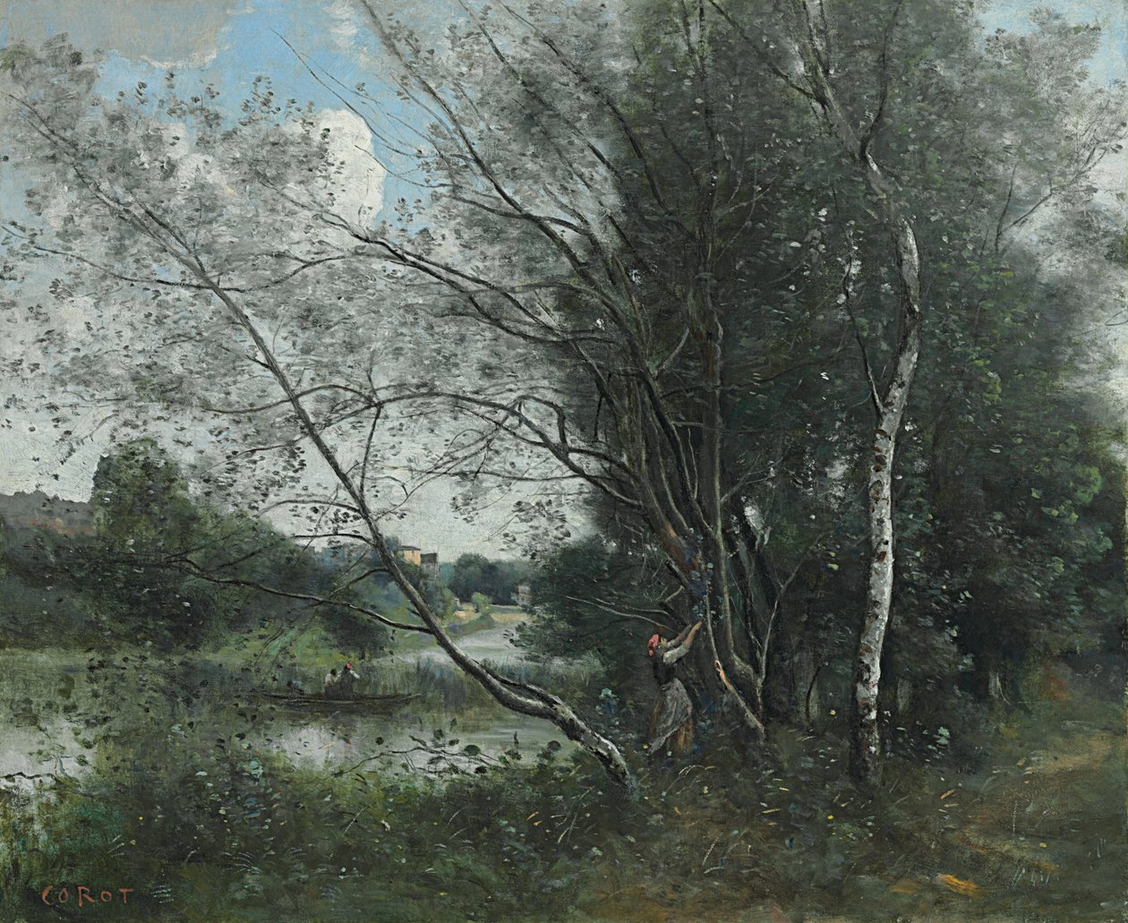 Ville-d "Avray ، البركة ذات الشجرة المائلة ؛ Ville-d" Avray ، l "etang al" arbor lean ، 1865-1870 بواسطة جان بابتيست كميل كوروت