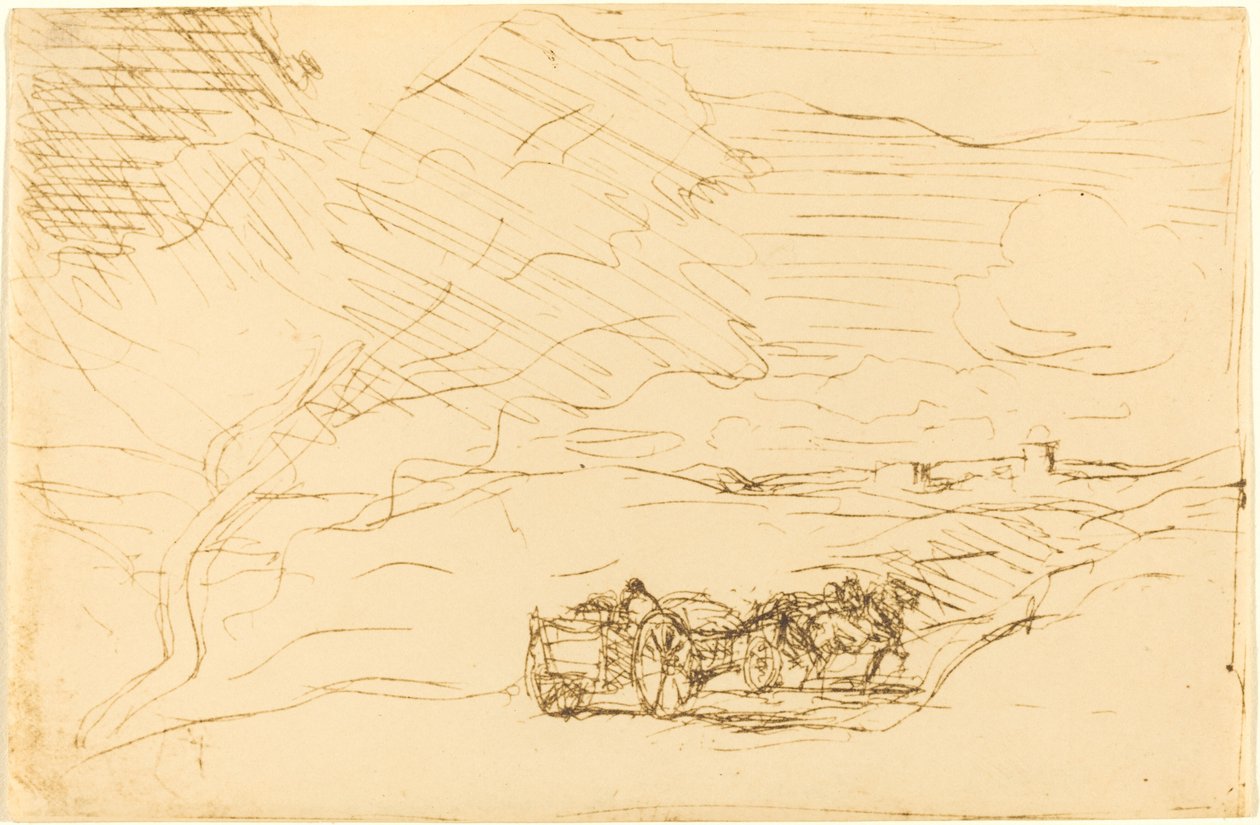 عربة الذهاب إلى المدينة The Chariot Going to Town ، 1860. بواسطة جان بابتيست كميل كوروت