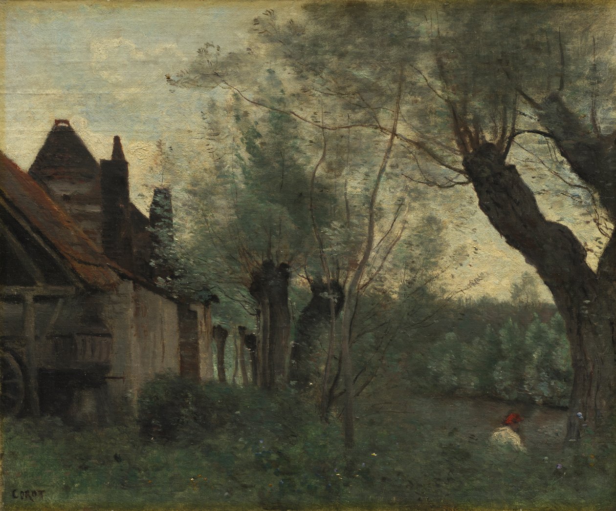 الصفصاف والمزرعة في Sainte-Catherine-lès-Arras ، 1871 بواسطة جان بابتيست كميل كوروت