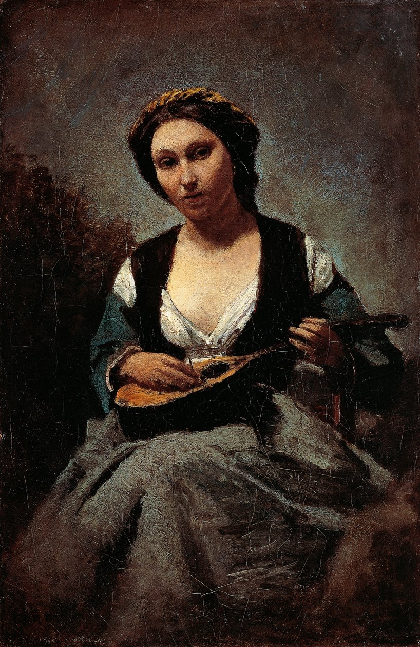 امرأة مع مندولين ، بواسطة جان بابتيست كميل كورو (1796-1875). بواسطة جان بابتيست كميل كوروت