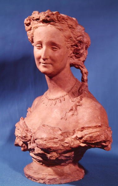 تمثال نصفي أوجيني ماري دي مونتيجو دي جوزمان (1826-1920) كونتيسة تيبا (الطين) بواسطة جان بابتيست كاربو