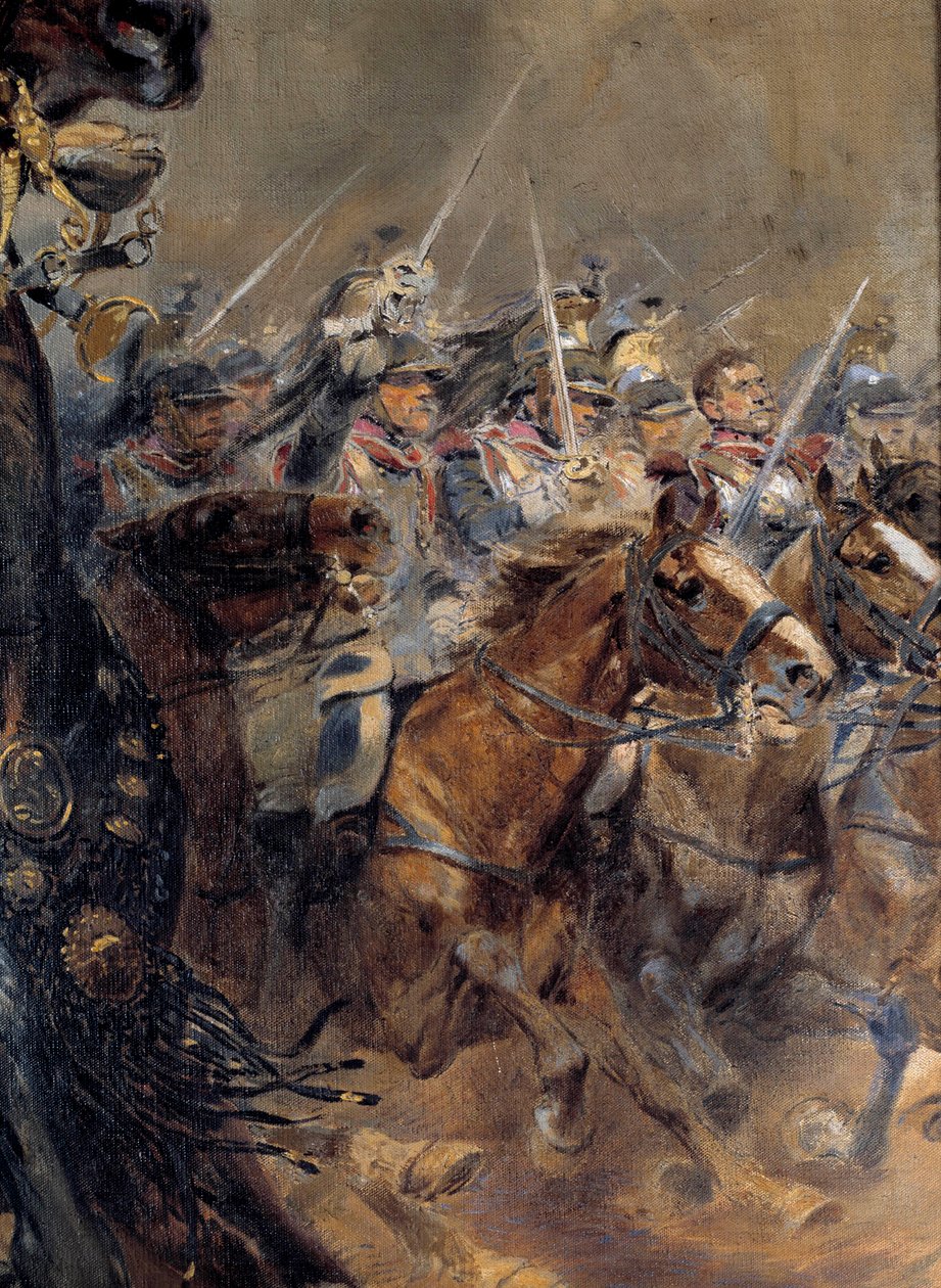 Napoleonic War: “” The last charge of General Antoine Charles Comte de Lasalle (1775-1809), killed at Wagram on July 6 بواسطة جان بابتيست إدوارد التفاصيل