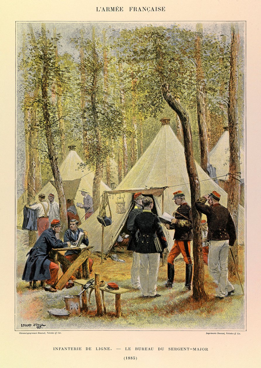أنواع وأزياء الجيش الفرنسي للكابتن جول ريتشارد ، التي رسمها إدوارد ديتايل (1848-1912): مشاة الخط: مكتب الرقيب الرائد في عام 1885 ، مجموعة خاصة بواسطة جان بابتيست إدوارد التفاصيل