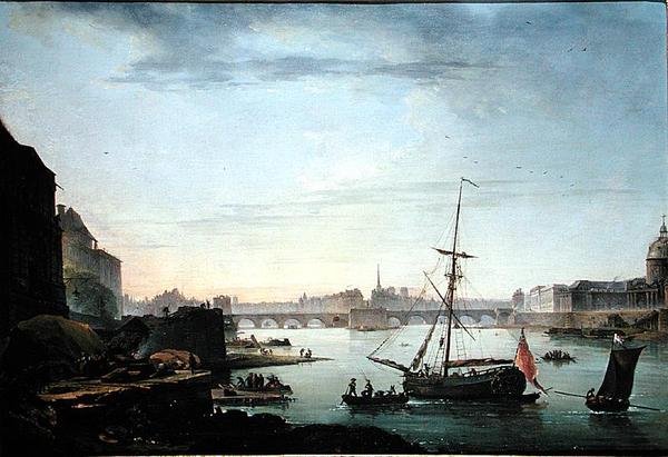 منظر بونت نيوف ، باريس ، تأثير الصباح (زيت على قماش) (انظر 155782 للزوج) بواسطة جين بابتيست جينليون