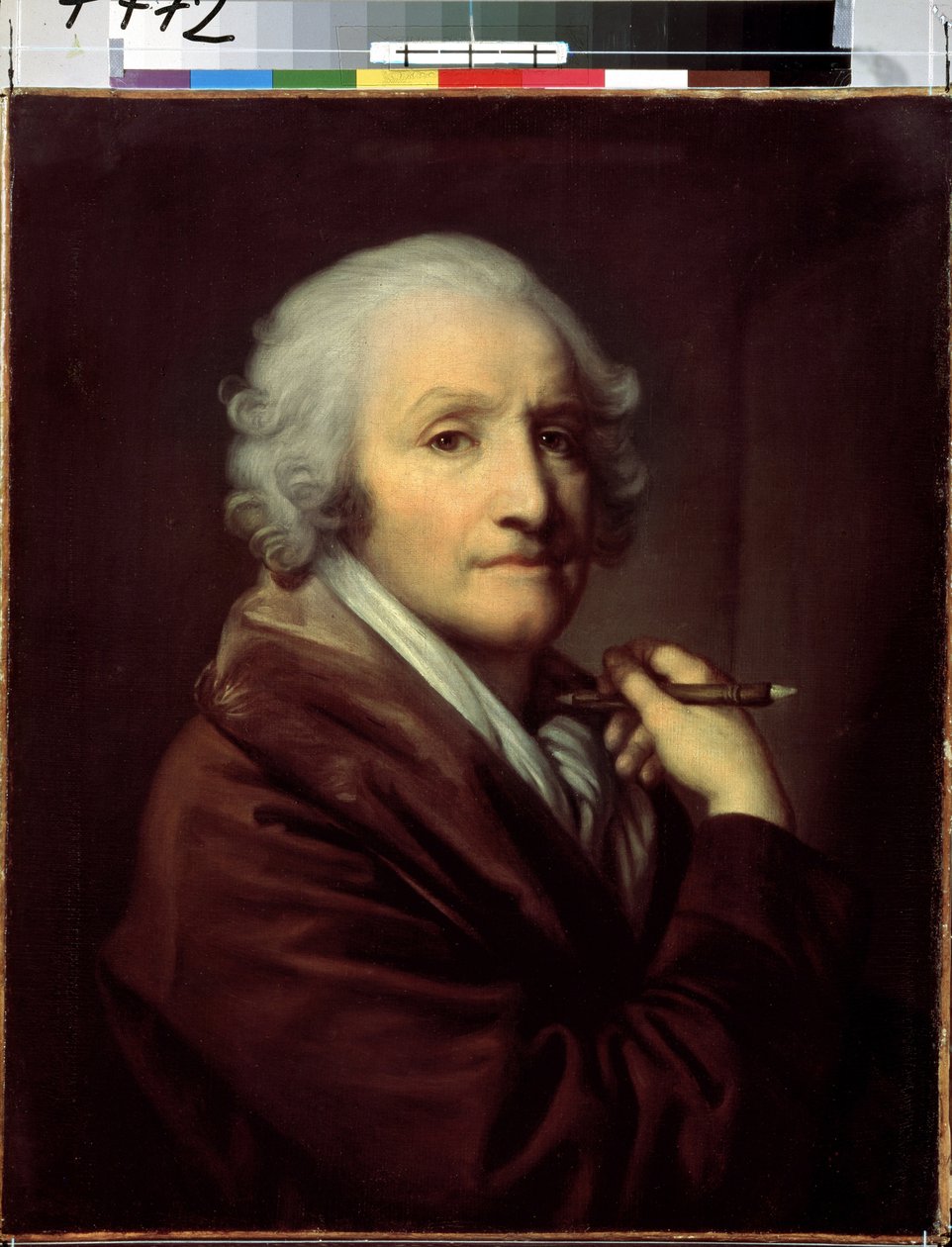 "صورة شخصية" (بورتريه ذاتي) رسم جان بابتيست غريوز (1725-1805) حوالي 1780 Dim. 55.5x46 cm متحف سانت بطرسبرغ هيرميتاج بواسطة جان بابتيست غريوز