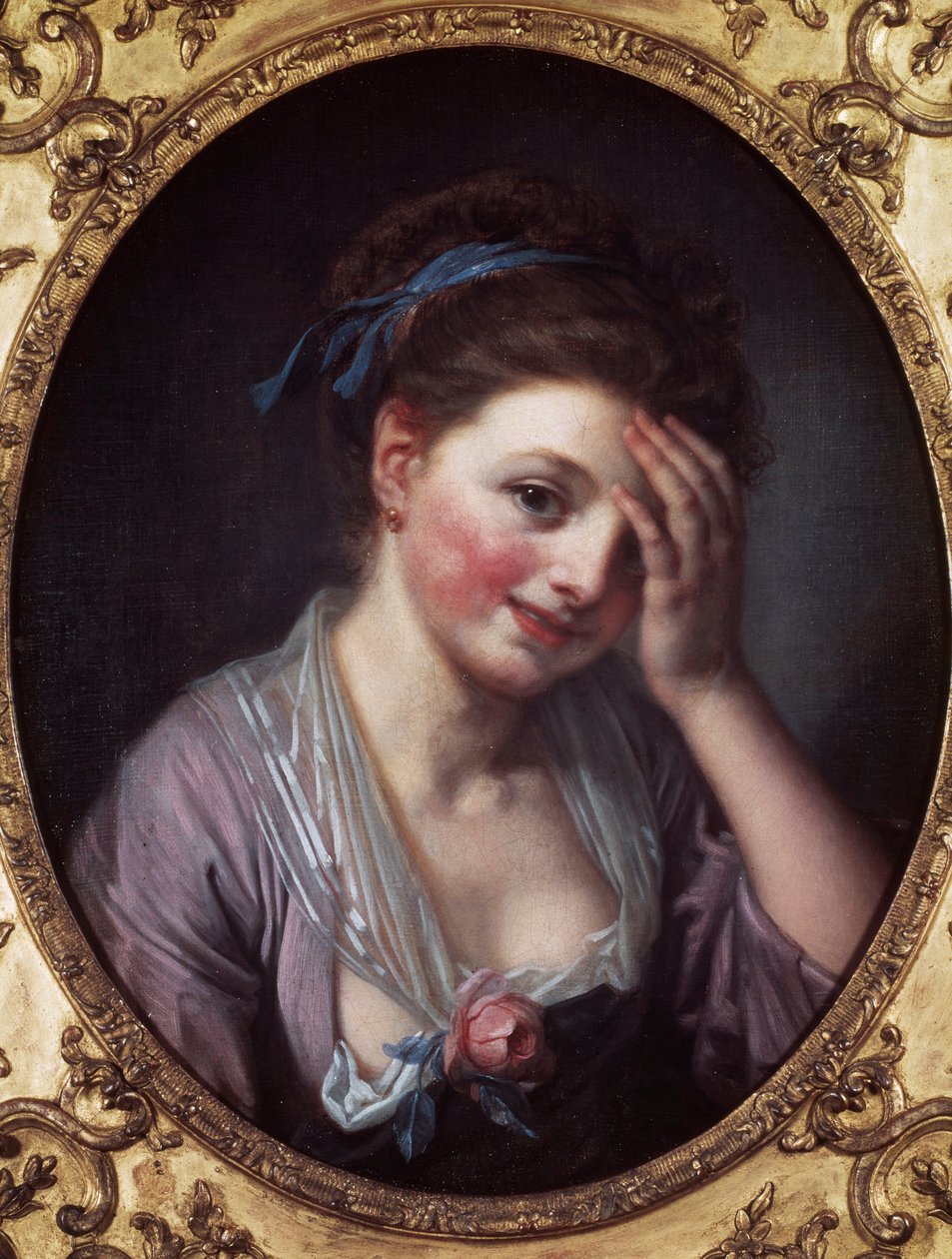 الفتاة لديها وردة لوحة من قبل جان بابتيست غريوز (1725-1805) القرن الثامن عشر. باريس ، متحف كونياك جاي. بواسطة جان بابتيست غريوز
