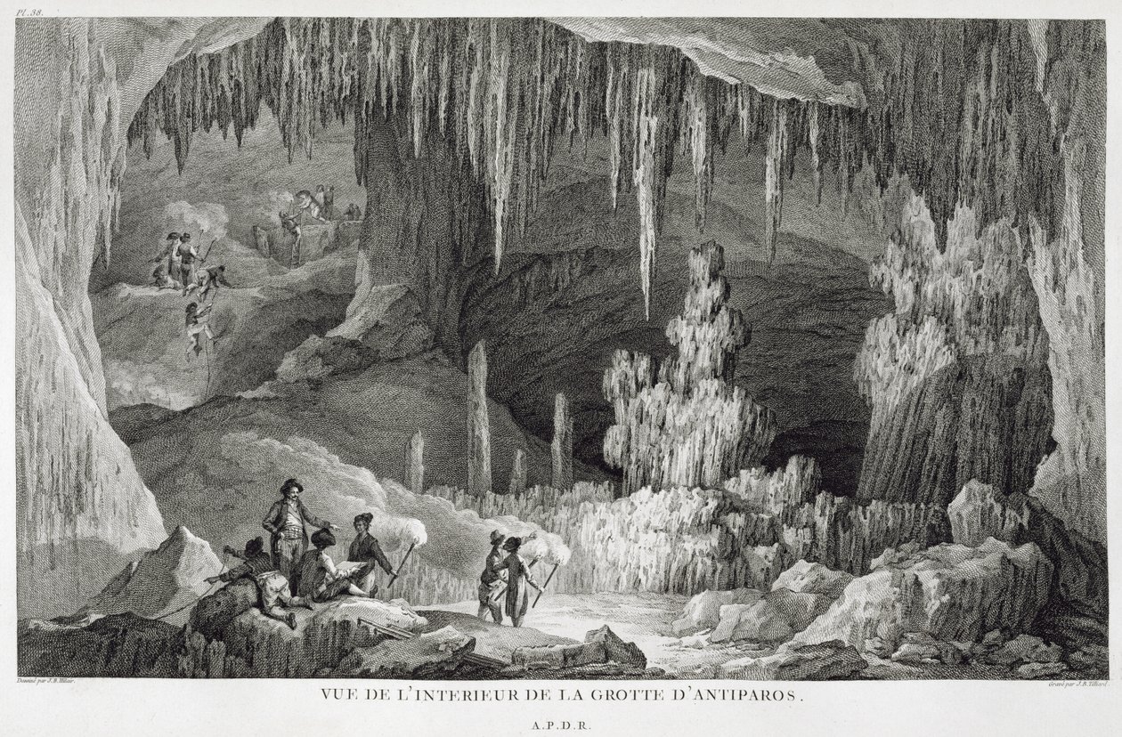 منظر داخلي لكهف أنتيباروس ، محفور بواسطة جان بابتيست تيلارد (1740-1813) بواسطة جان بابتيست هيلير