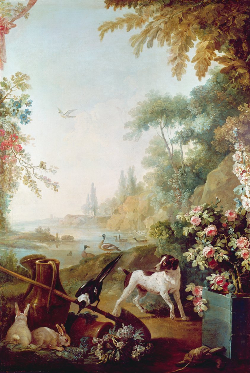 أرانب ، ماغي وكلب ، من صالون جيل ديمارتو (1722-1776) بواسطة جان بابتيست هويت