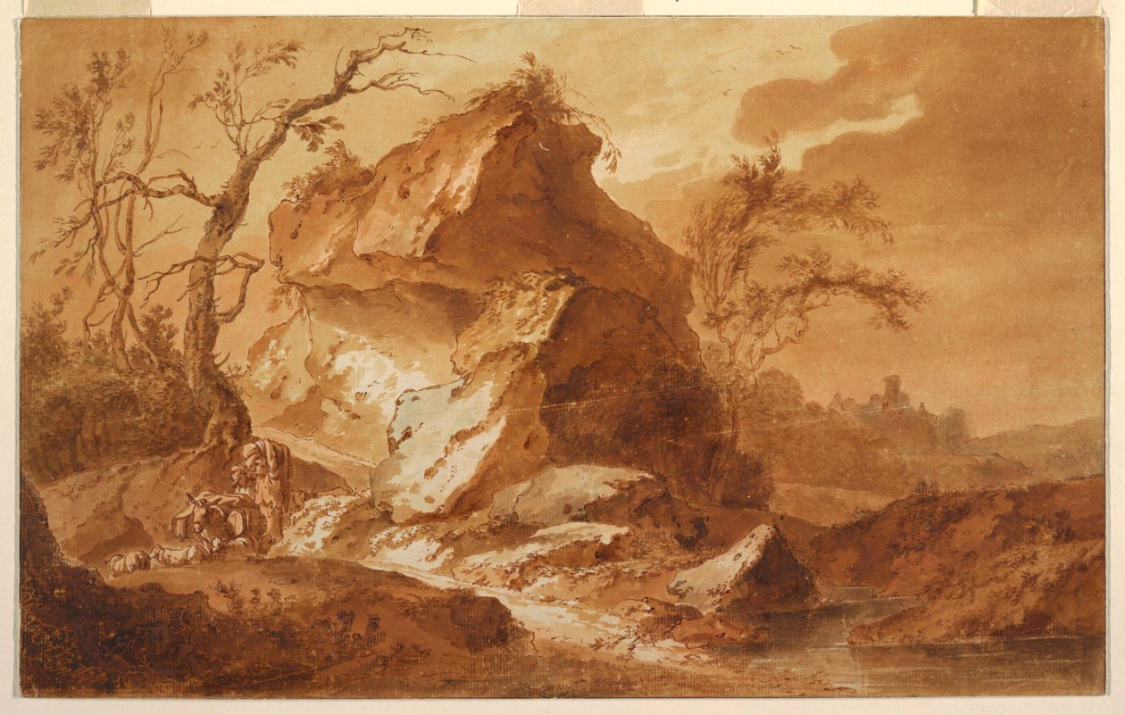 رسم، منظر طبيعي جبلي، 1763 بواسطة جان بابتيست هويت
