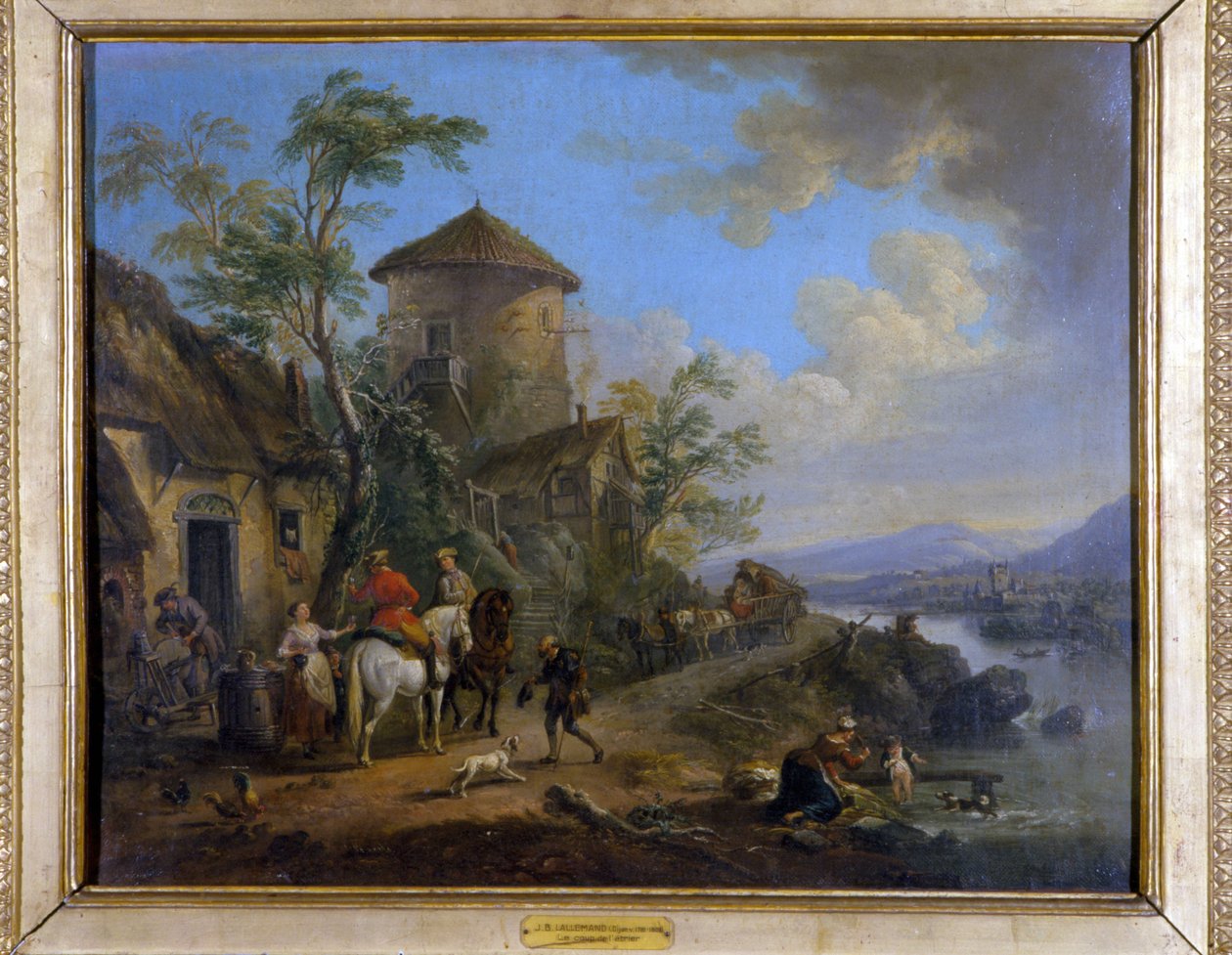 المشهد الريفي: "ضربة الرِّكاب" - رسم لجي بي لالماند (1716 - 1803) ، أواخر القرن السابع عشر ، متحف الفنون الجميلة في ديجون. بواسطة جان بابتيست لالماند