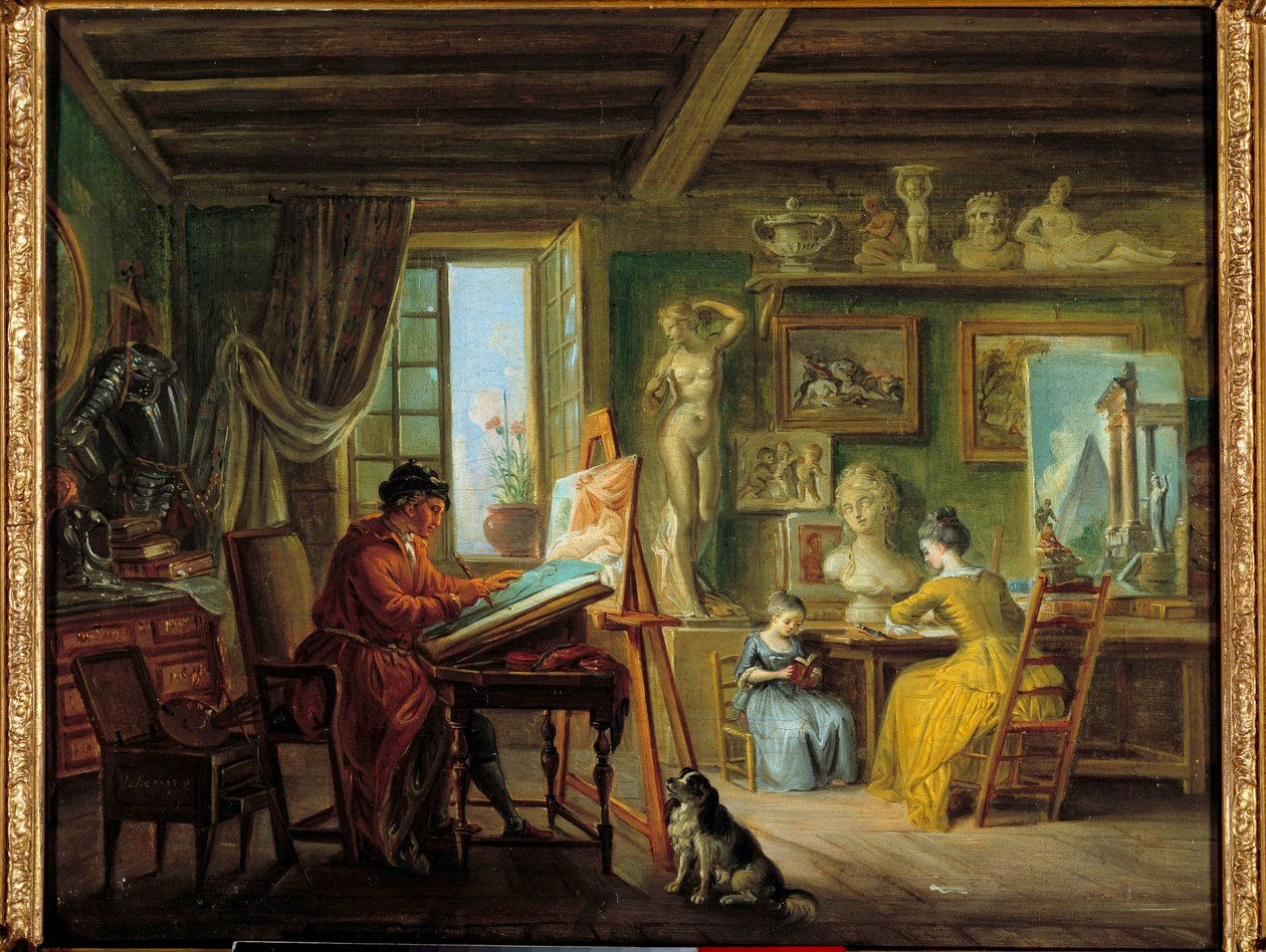 ورشة الرسام لوحة رسم جان بابتيست لالاماند (1710-1803) القرن الثامن عشر ديجون ، متحف الفنون الجميلة بواسطة جان بابتيست لالماند