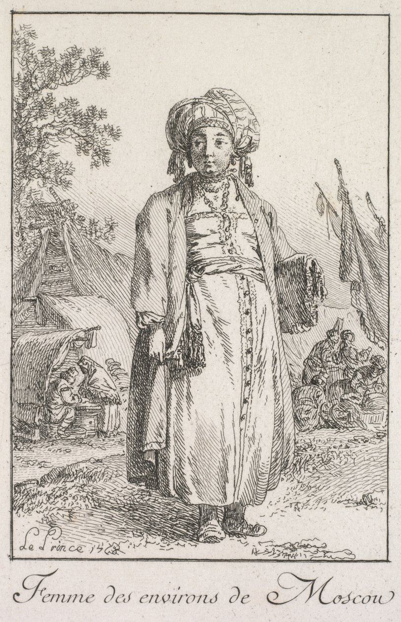 امرأة من ضواحي موسكو ، 1768. بواسطة جان بابتيست لو برنس