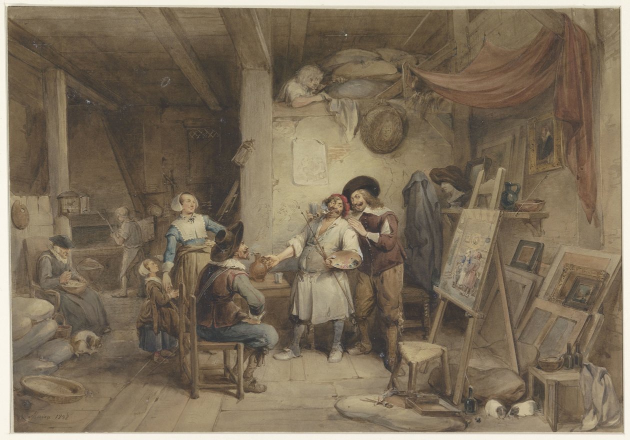 Adriaen Brouwer مع تلميذه J. van Craesbeek بواسطة جان بابتيست مادو