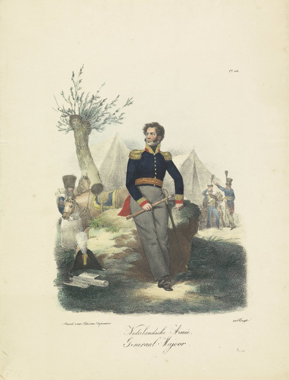 اللواء 1820-1825 الجيش الهولندي ، اللواء (العنوان على الكائن) الأزياء العسكرية لمملكة هولندا. إهداء لسعادة ويليم فان بيلاندت (عنوان المسلسل على الكائن) بواسطة جان بابتيست مادو