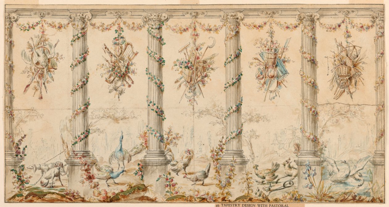 رسم، مشروع نسيج مخصص لحياة المزرعة، 1780-1785 بواسطة جان بابتيست ماري هوت