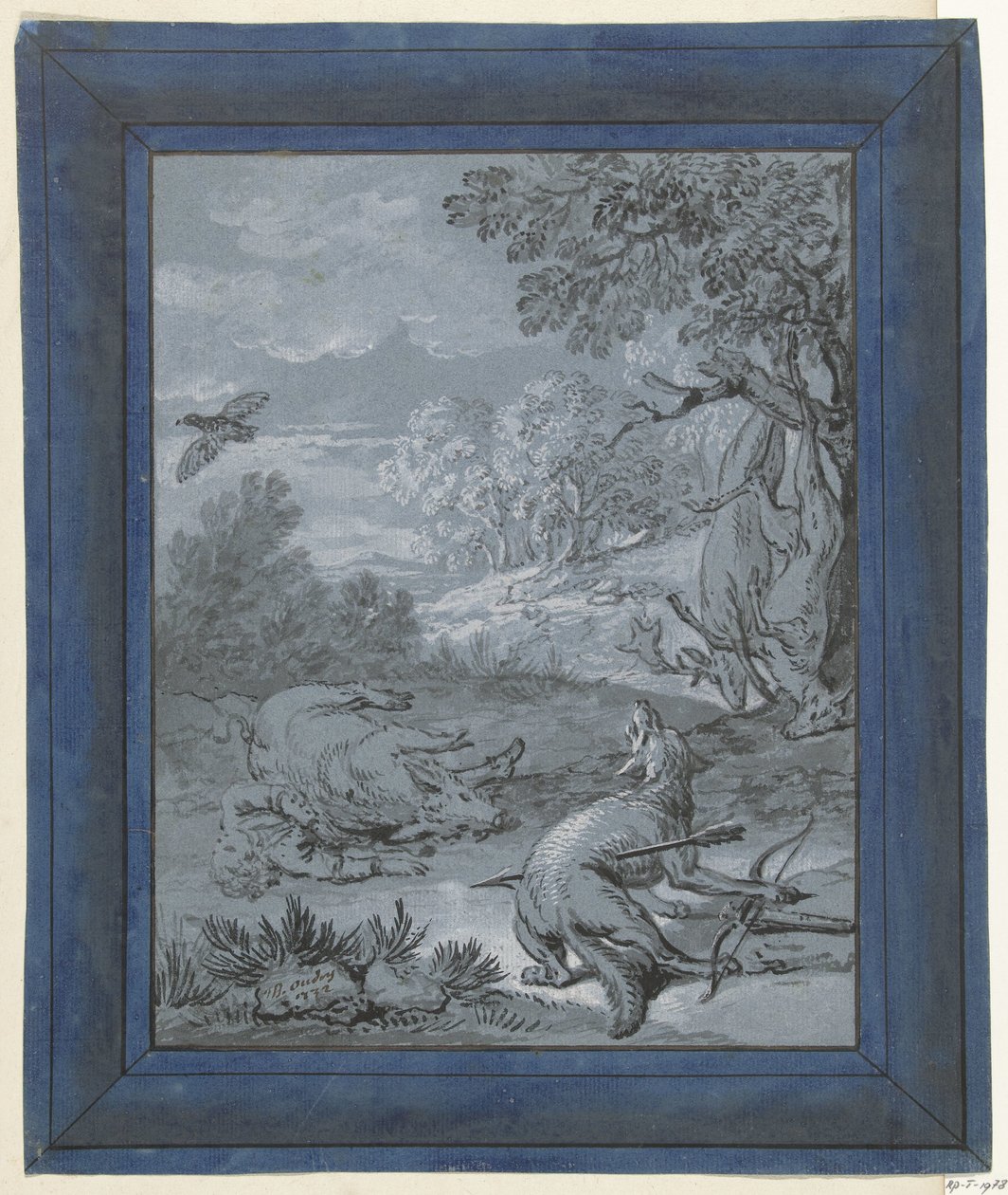 الذئب والصياد / Le Loup et le Chasseur الرسوم التوضيحية للخرافات التي كتبها جان دي لا فونتين (عنوان السلسلة) بواسطة جان بابتيست أودري