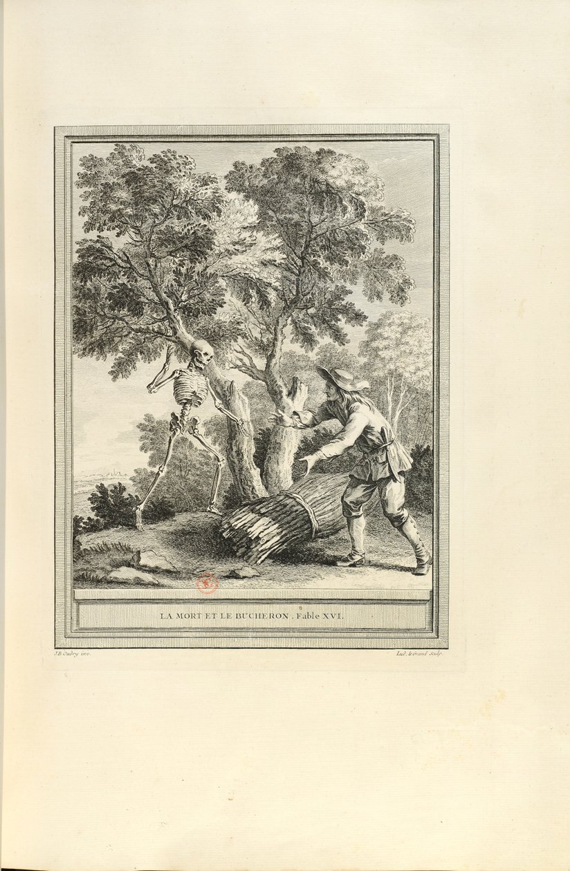 La mort et le bûcheron The Death and the Woodcutter، 1755. بواسطة جان بابتيست أودري