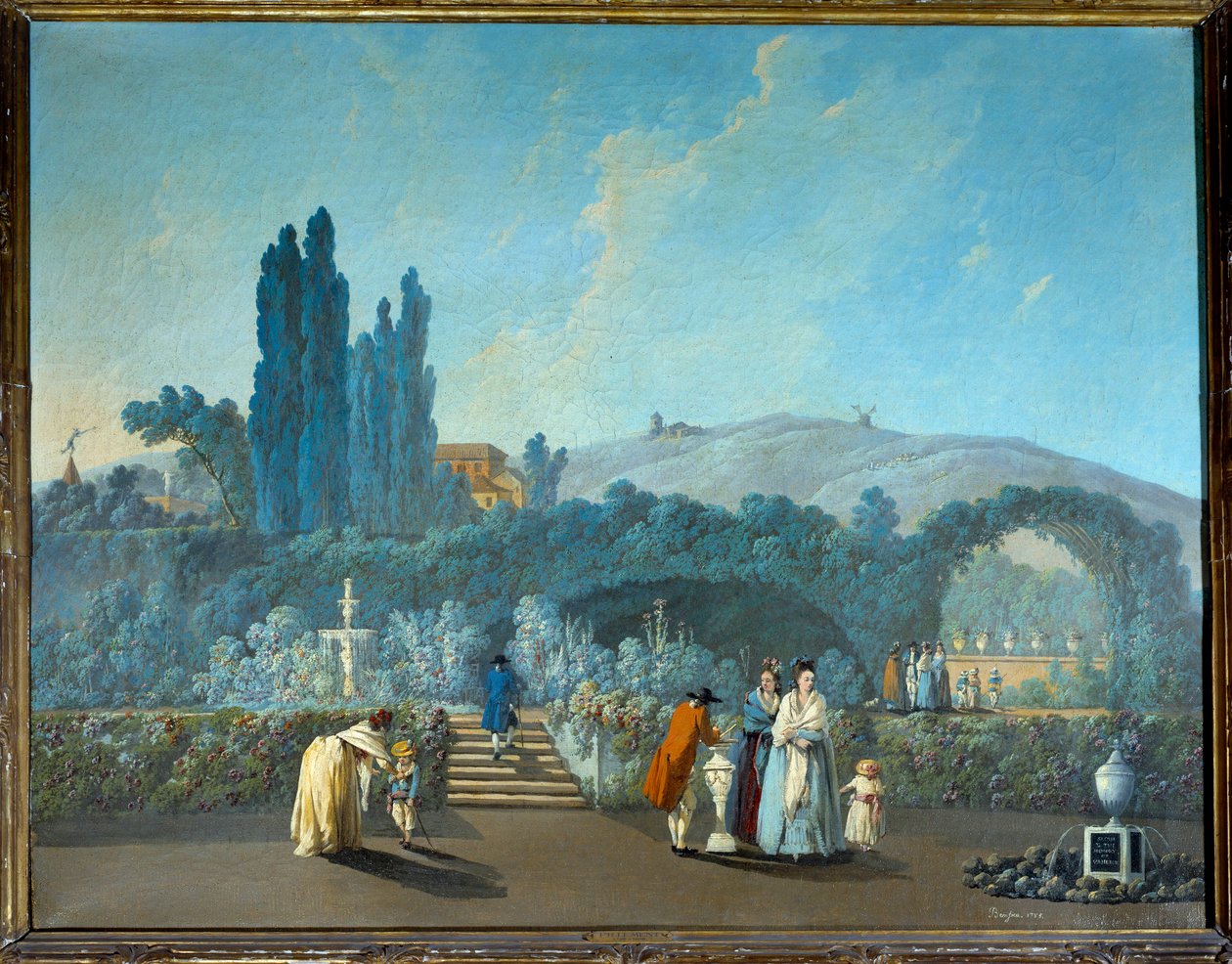 منظر لحدائق بنفيكا في لشبونة في عام 1785 لوحة مائية لجين بيلمنت (1728-1808) 1785 باريس ، فنون زخرفية بواسطة جان بابتيست بيلمينت