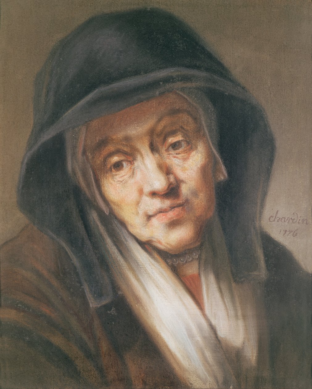نسخة من بورتريه لأمه رامبرانت ، 1776 (باستيل على ورق) بواسطة جان بابتيست سيميون شاردان