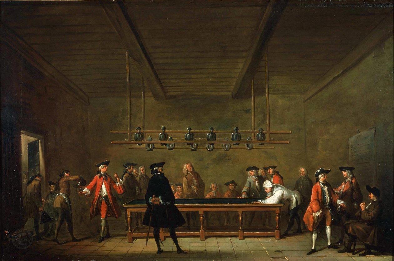 لعبة البلياردو The Billiard Match، c. 1725. بواسطة جان بابتيست سيميون شاردان