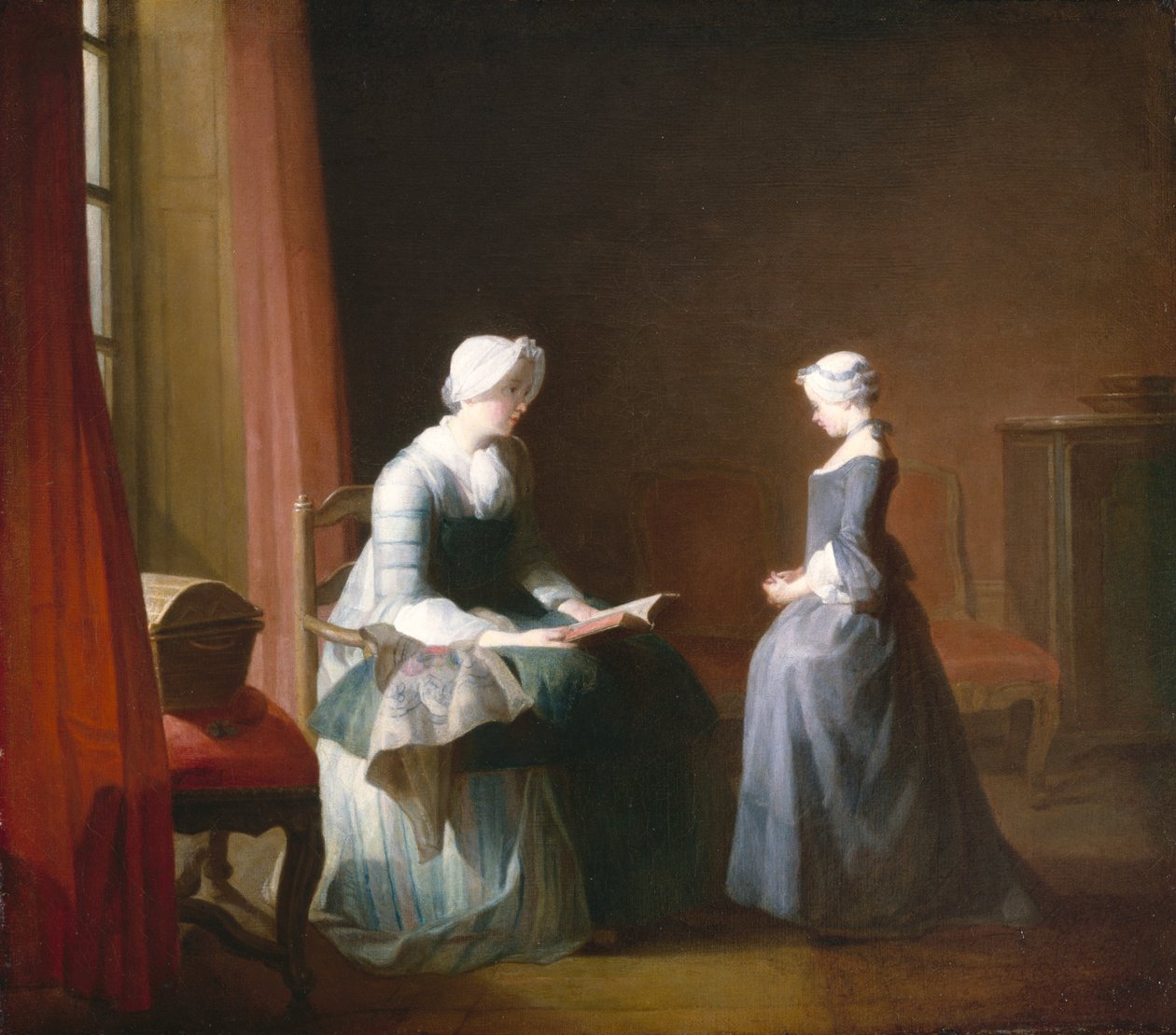 The Good Education, c.1753 (oil on canvas) بواسطة جان بابتيست سيميون شاردان
