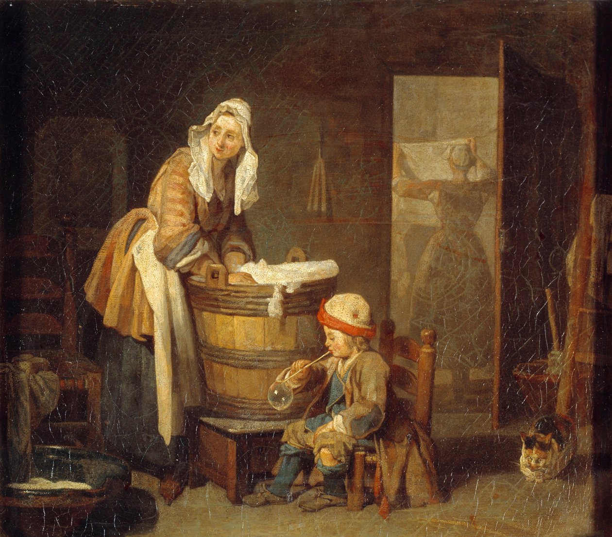 آلة الغسيل. لوحة جان بابتيست سيميون شاردان (1699-1779) بواسطة جان بابتيست سيميون شاردان