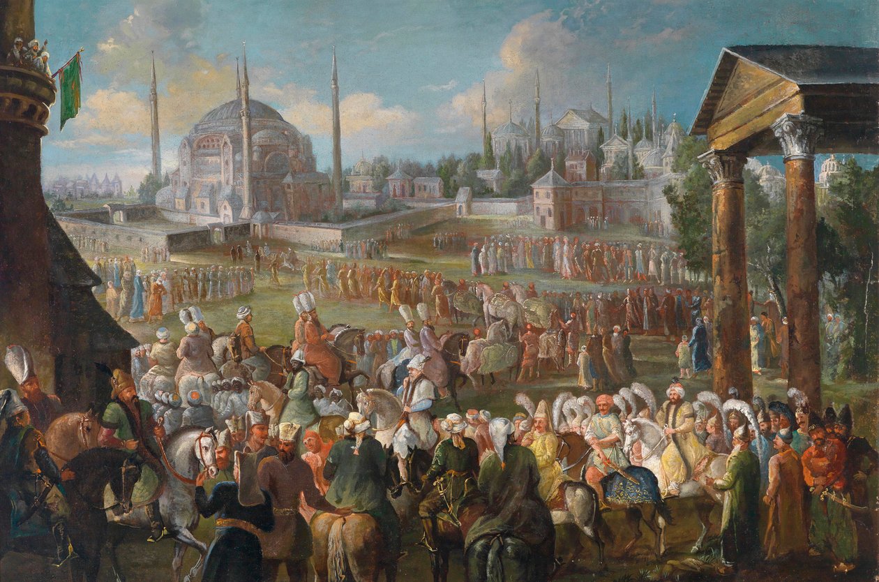 موكب السلطان في اسطنبول - رسم جان بابتيست فان مور (جان بابتيست فانمور) (1671-1737) ، حوالي 1736 - موكب السلطان في اسطنبول - زيت على قماش لجين بابتيست فان مور (فانمور) (1671-1737) ، 1736-62 × 93 سم - مجموعة خاصة بواسطة جان بابتيست فانمور