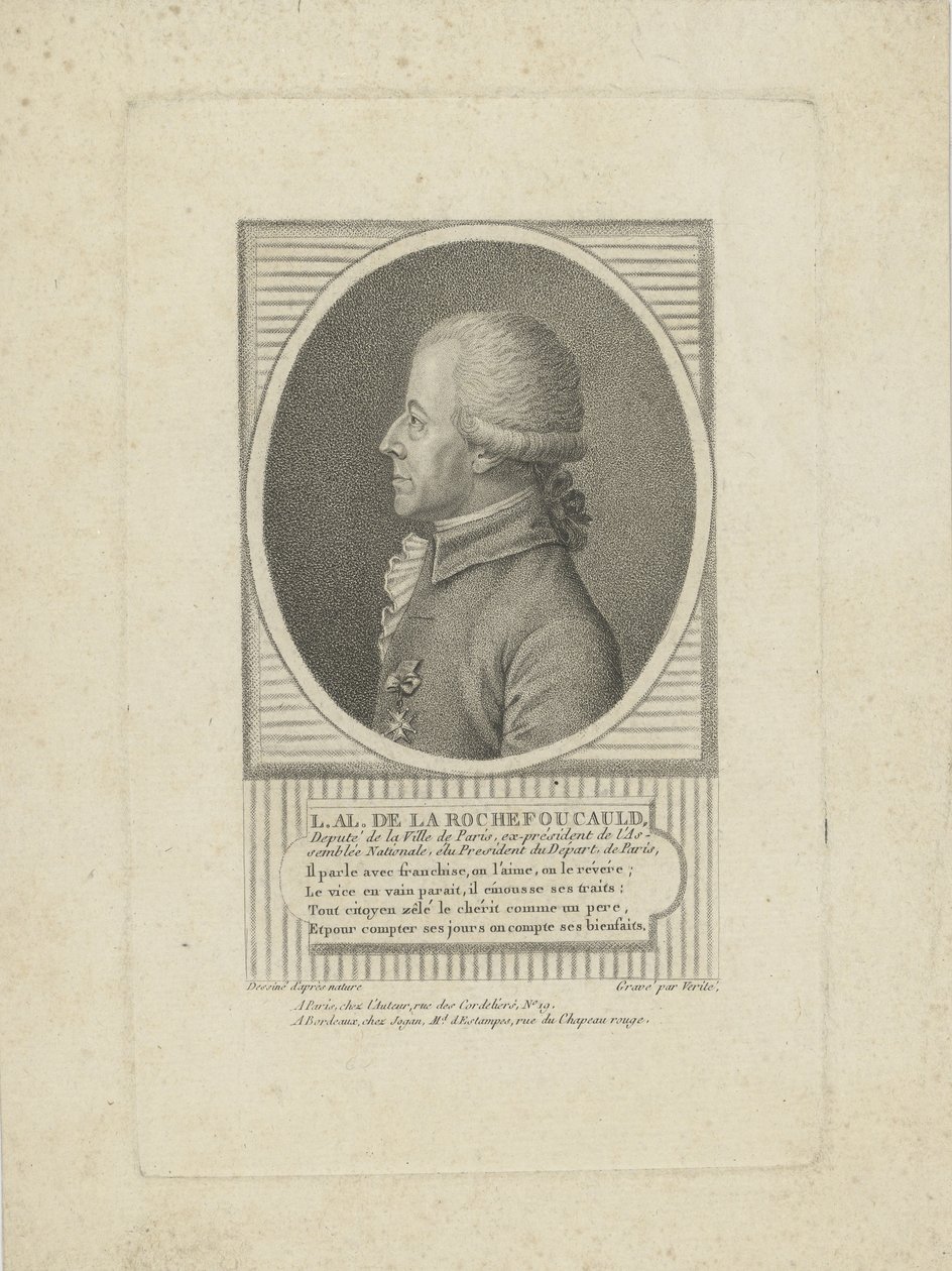 Louis-Alexandre de La Rochefoucauld، Duc dEnville 1743-1792، 1790s. بواسطة جان بابتيست فيريت