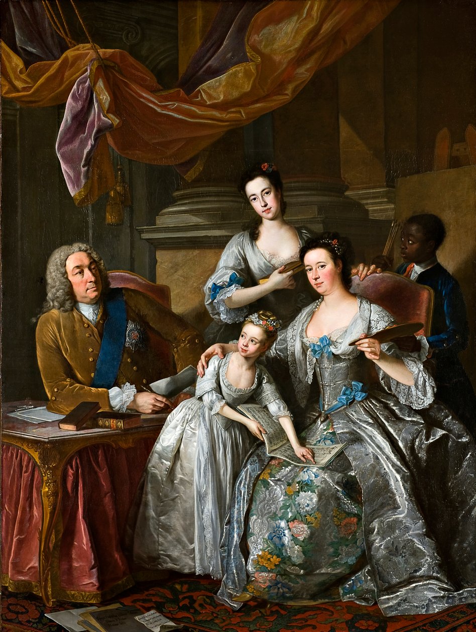 Richard Boyle, 3rd Earl of Burlington and 4th Earl of Cork, with his wife Dorothy Savile and their daughters (oil on canvas) بواسطة جان بابتيست فان لو