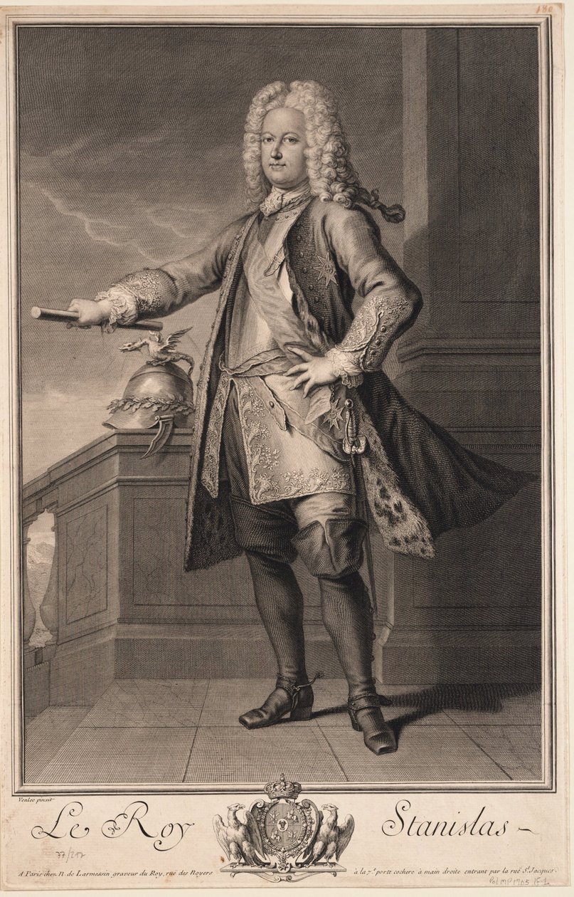 Stanislas Leszczynski (Leczinski) ، dit le Bienfaisant - Stanislaw I Leszczynski (1677-1766) ، ملك بولندا - Van Loo ، Jean Baptiste (1684-1745) - 1705 - نقش على النحاس - 53،5x33 - مجموعة خاصة بواسطة جان بابتيست فان لو