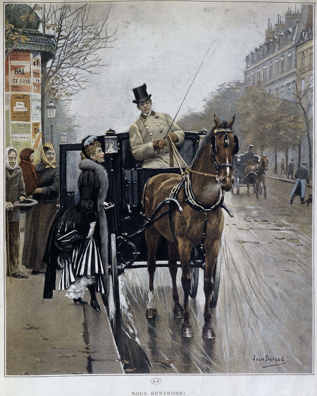 Elegant woman in a carriage in Paris: “We returnees” - illustration by Jean BERAUD (1849 - 1935), late 19th century. بواسطة جان بيرود