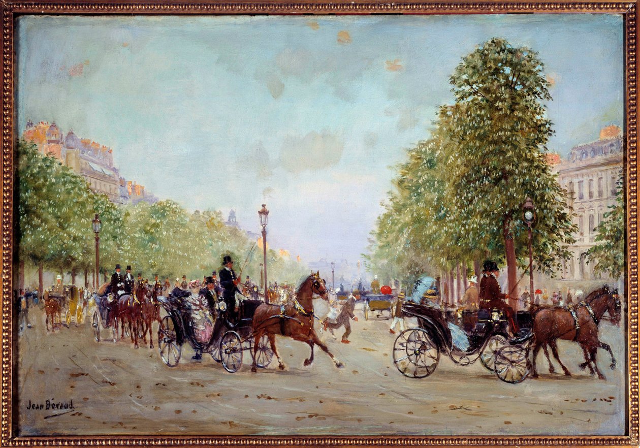 La promenade aux Champs-Elysees لوحة رسمها جان بيرود (1849-1935) من القرن التاسع عشر. خافت 0.38 × 0.55 م باريس ، متحف كارنافاليت بواسطة جان بيرود