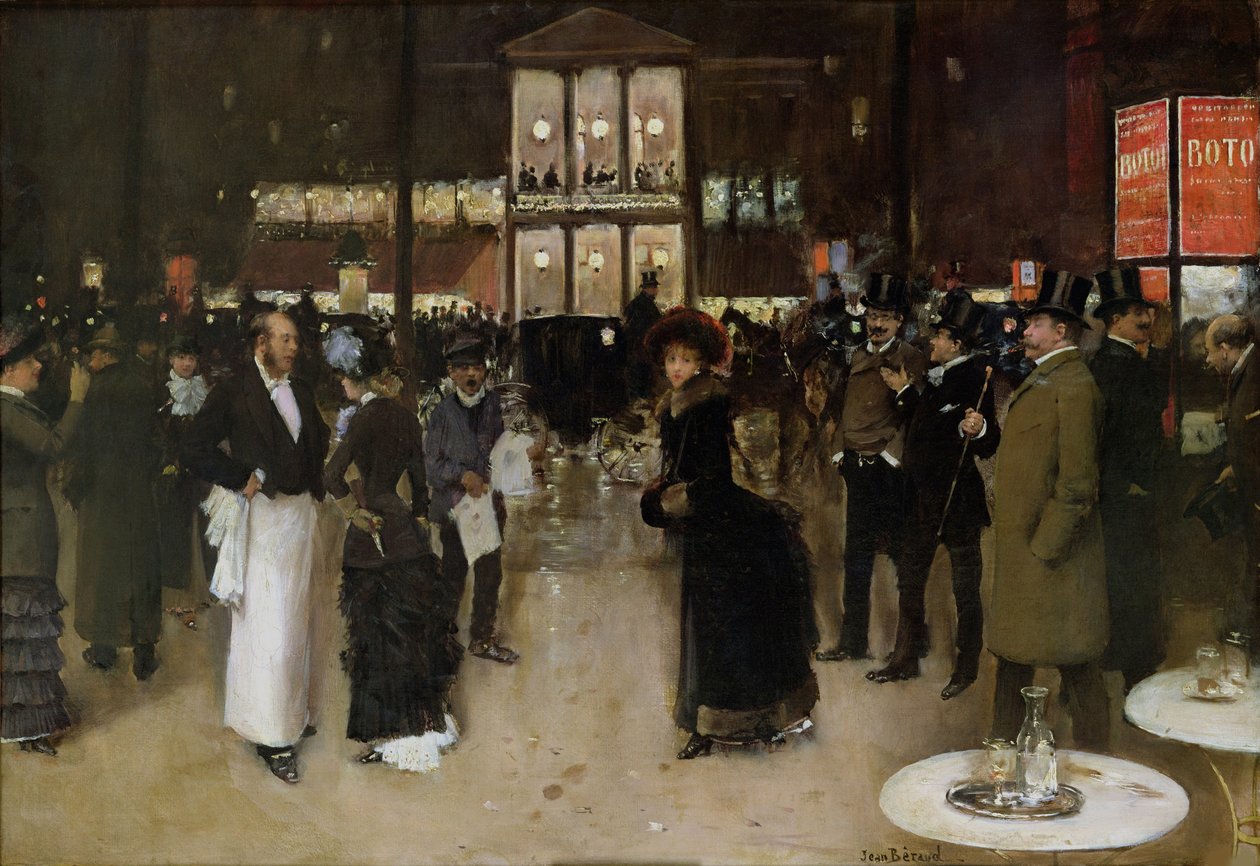 Boulevard Montmartre في الليل ، أمام Théâtre des Variétés ، حوالي عام 1885. بواسطة جان بيرود