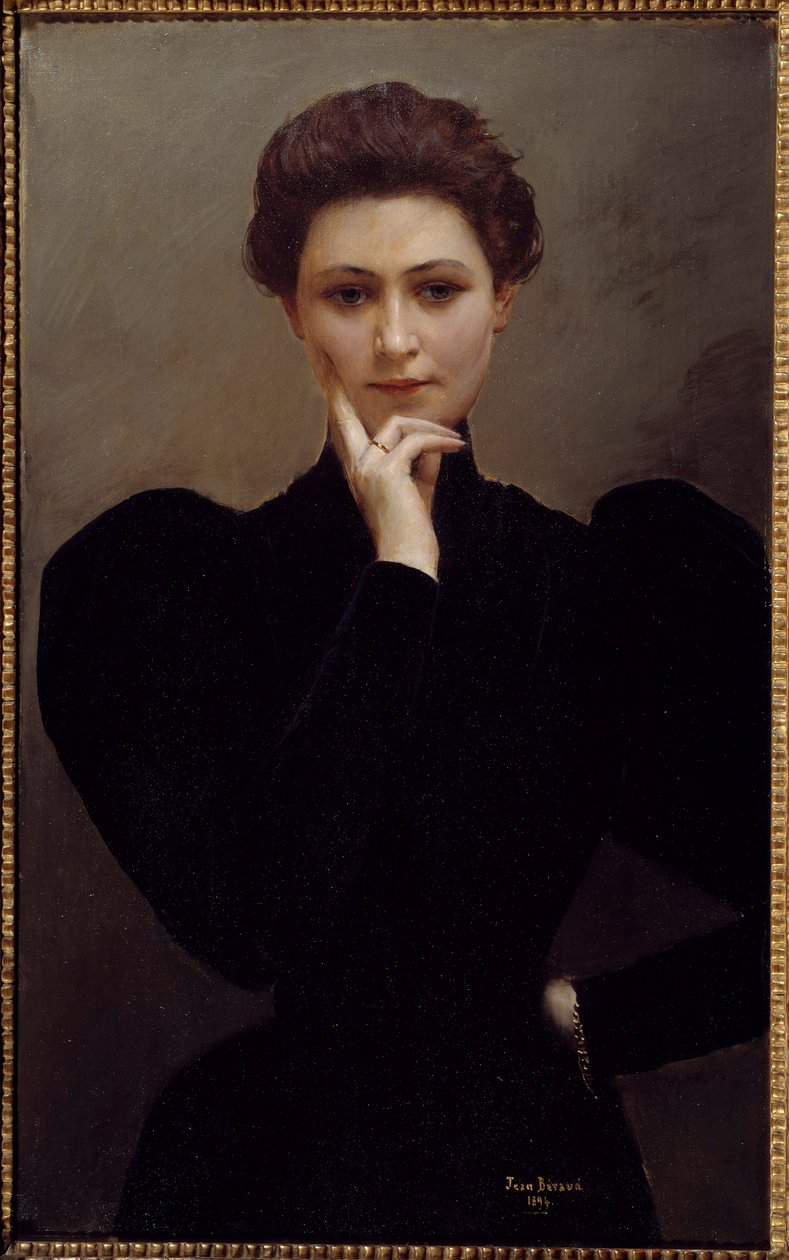 تأمل شابة متأمل ترتدي أزياء Belle Epoque. رسم جان بيرود بواسطة جان بيرود