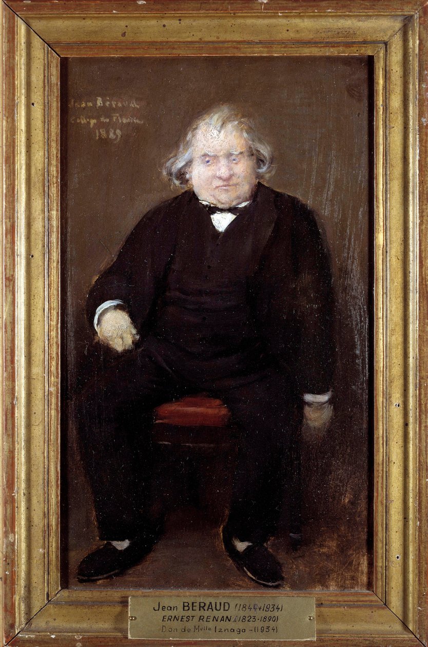 Portrait of Ernest Renan (1823-1892), French philosopher Painting by Jean Beraud (1849-1935) 1889 Sun. 0,27 x 0,16 m Paris, Musee Carnavalet بواسطة جان بيرود