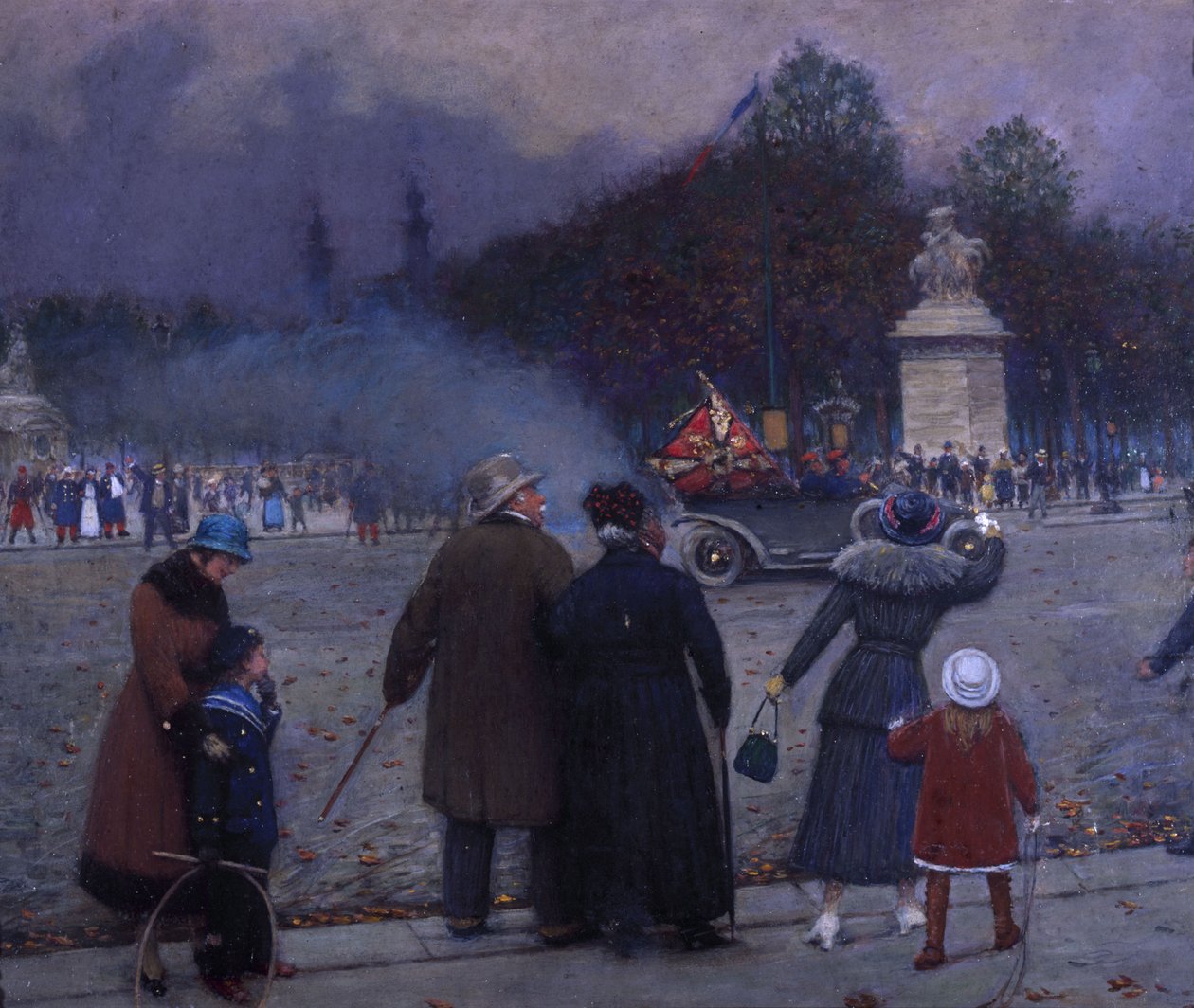 أخذ العلم الألماني إلى Les Invalides ، c.1914 (زيت على البطاقة) بواسطة جان بيرود