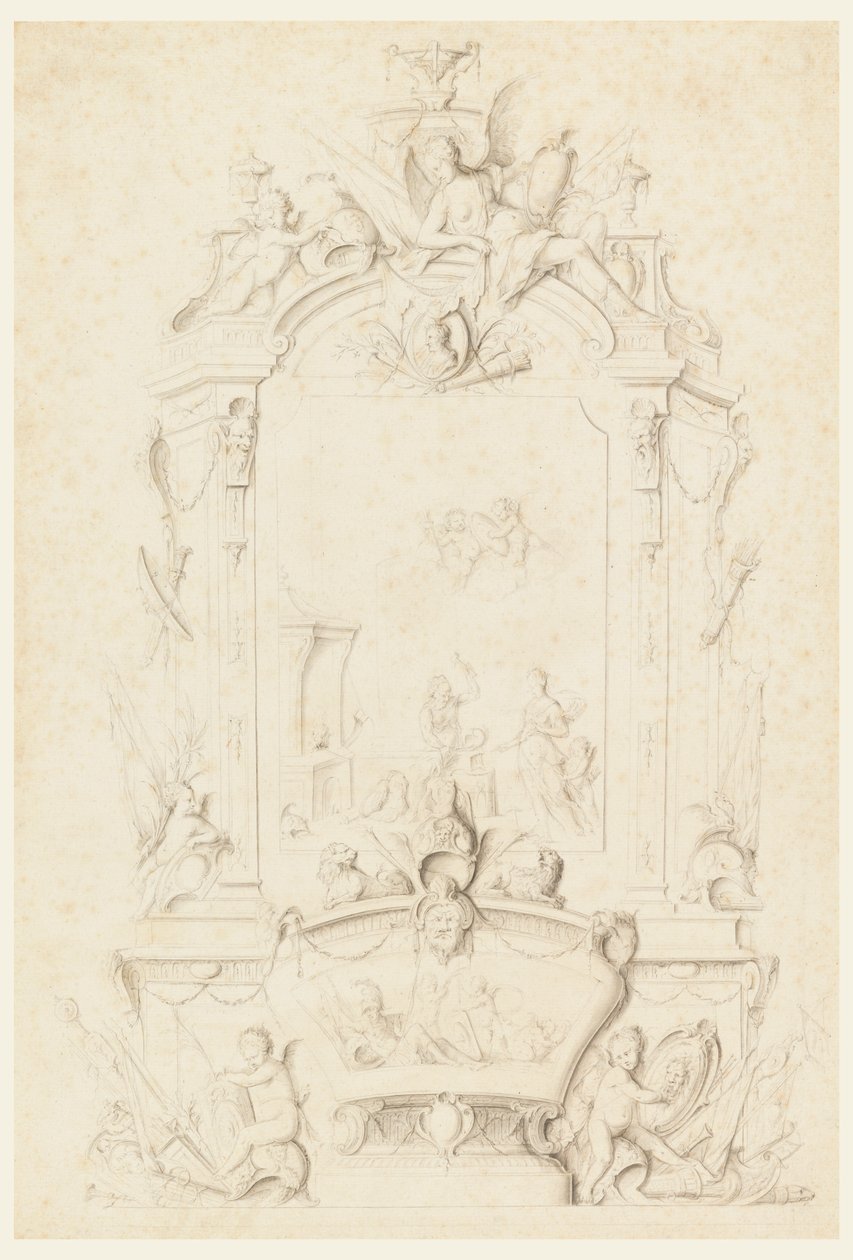 Venus at the Forge of Vulcan ، تصميم للوحة جانبية بواسطة جان برنارد هونوري تورو