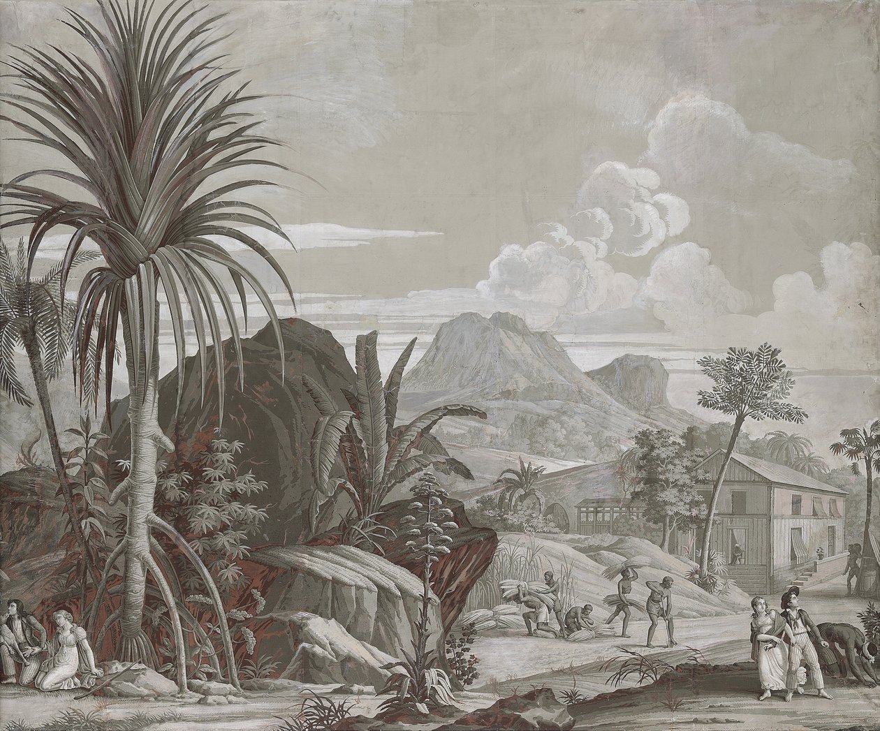 ترك للنزهة ، لوحة ورق حائط من سلسلة "Paul et Virginie" ، من تأليف Dufour & Cie ، حوالي عام 1823 بواسطة جان بروك