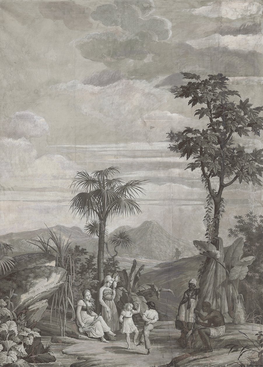 رقصة الأطفال ، لوحة خلفية من سلسلة "Paul et Virginie" ، من تأليف Dufour & Cie ، حوالي 1823 بواسطة جان بروك