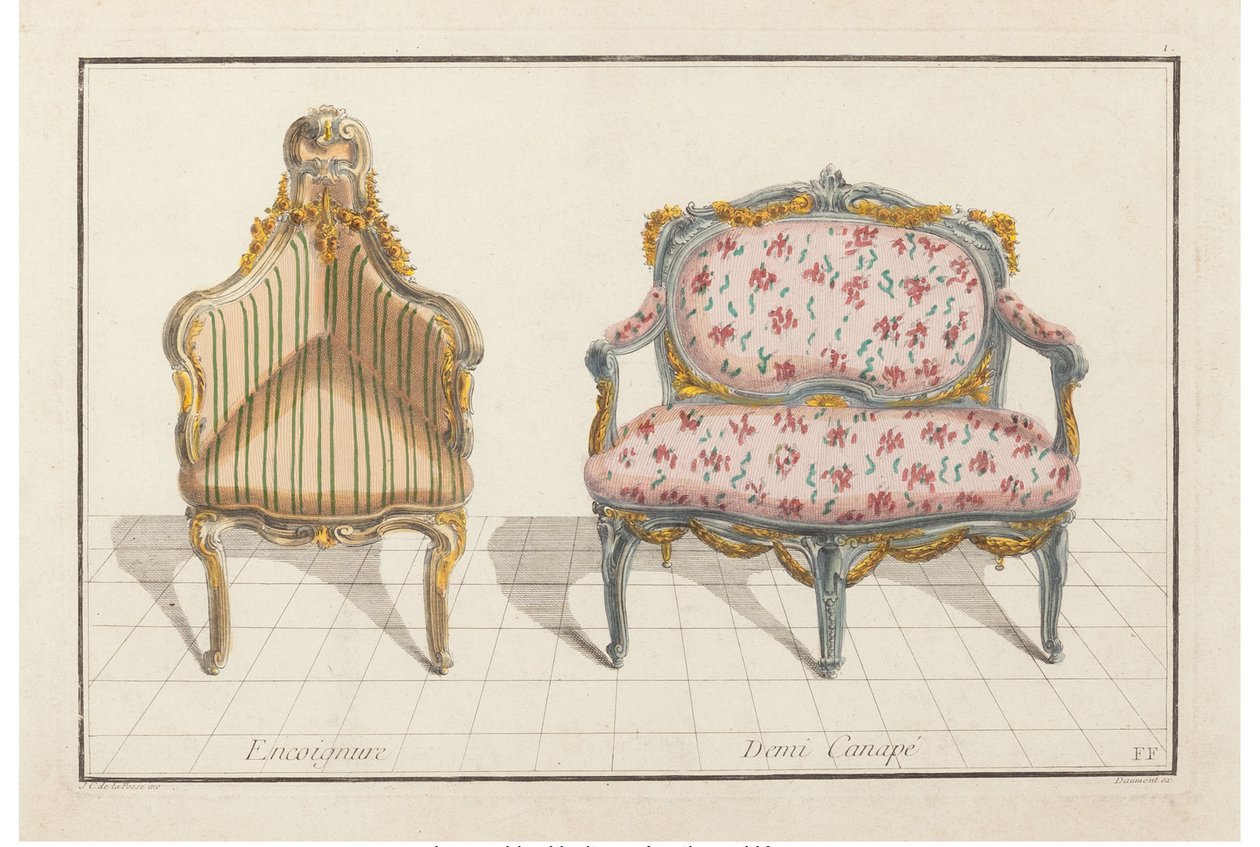 زاوية ، نصف صوفا. علم الأيقونات التاريخية الجديدة أو السمات الهيروغليفية ، حوالي 1768. بواسطة جان تشارلز ديلافوس