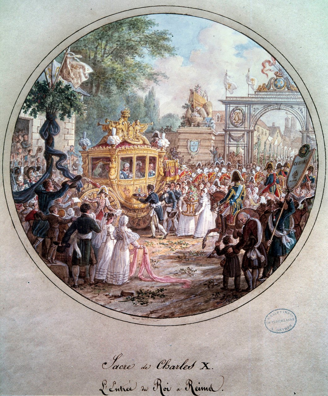 دخول الملك تشارلز العاشر إلى ريمس ، مايو 1825. نقش جان تشارلز ديفيلي (1783-1849) بواسطة جان تشارلز Develly