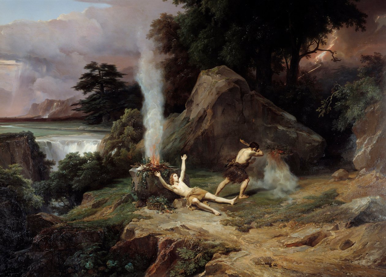 موت هابيل قايين ، غيورًا ، يقتل أخيه هابيل. رسم جان تشارلز ريمون (1795-1875) 1838 صن. 2،65x3،98 م متحف مونبلييه فابر بواسطة جان تشارلز جوزيف ريموند