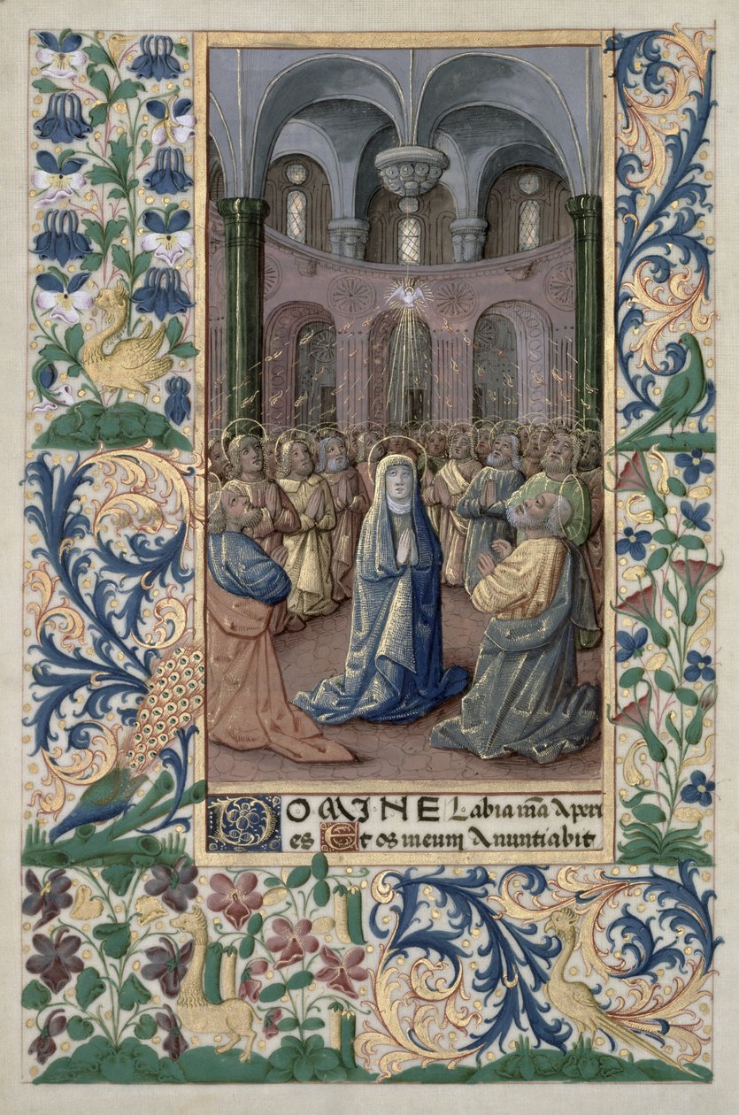 السيدة لات. QvI126 f.86v عيد العنصرة ، من "كتاب ساعات لويس دورليانز" ، 1469 بواسطة جان كولوم