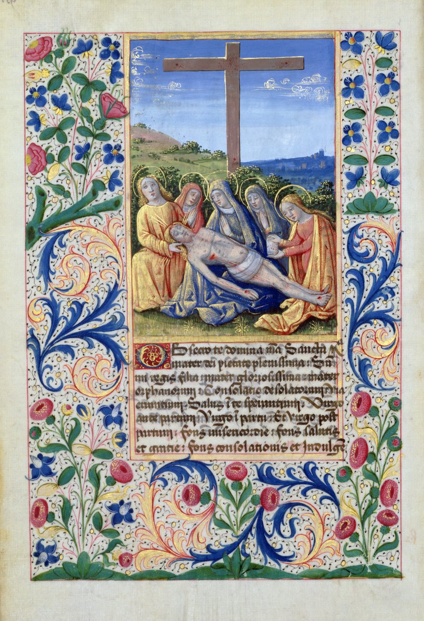 السيدة لات. QvI126 f.91v الرثاء ، من كتاب ساعات لويس دورليانز ، ١٤٦٩ بواسطة جان كولوم