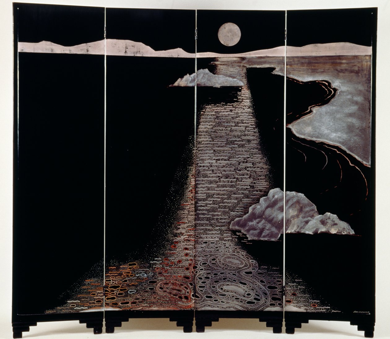 Light of moon (Claire De Lune), screen with four panels, 20th (lacquered silver) بواسطة جان دوناند