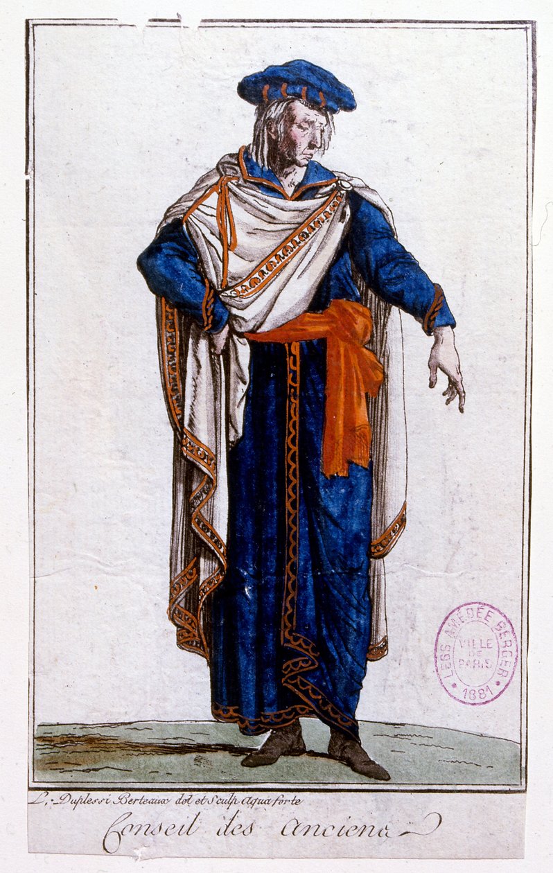 رسم توضيحي يصور الزي الرسمي لأحد أعضاء الديركتوار، الدليل بواسطة جان دوبليسي بيرتو