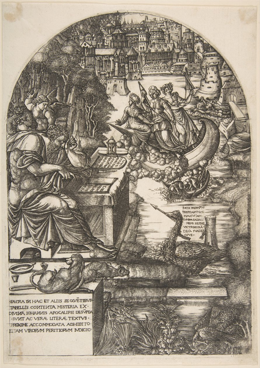 الفنان جان دوفيت تحت ستار القديس يوحنا الإنجيلي ، يجلس على المكتب ، كاليفورنيا. 1546-55. بواسطة جان دوفيه