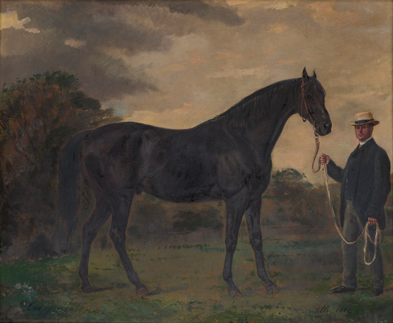 Chippendale & a Groom in Landscape ، 1837-1900 (زيت على قماش) بواسطة جان إدوارد لاكريتيل